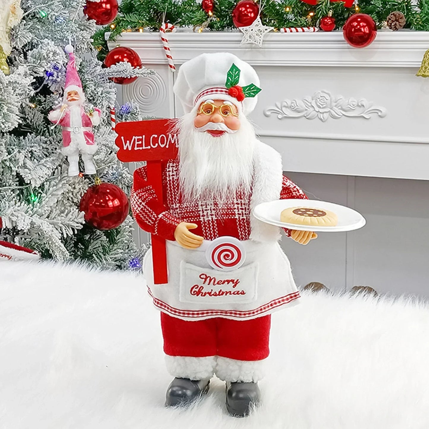 Christmas Figure MerryClaus | Santa Claus Sitting & Standing | 30 cm Decoration for Mantel, Table & Tree Ornaments