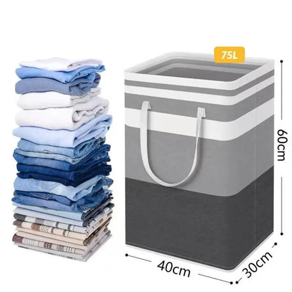 75L Waterproof Fabric Laundry Basket with Foldable Design and Handles