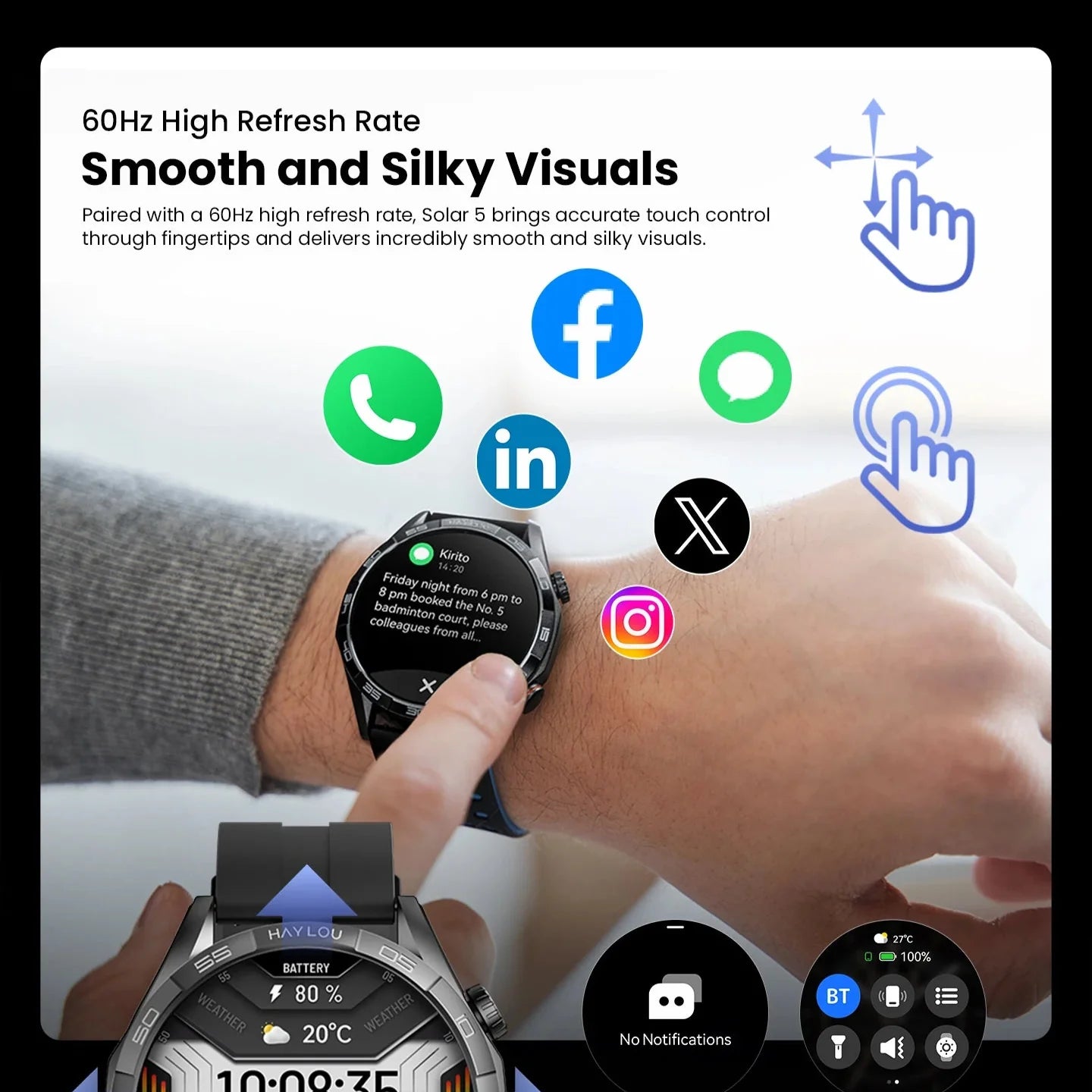 Smartwatch with 1.58" AMOLED Screen, Bluetooth Calling, 100+ Sports Modes & 24-Hour Health Tracking