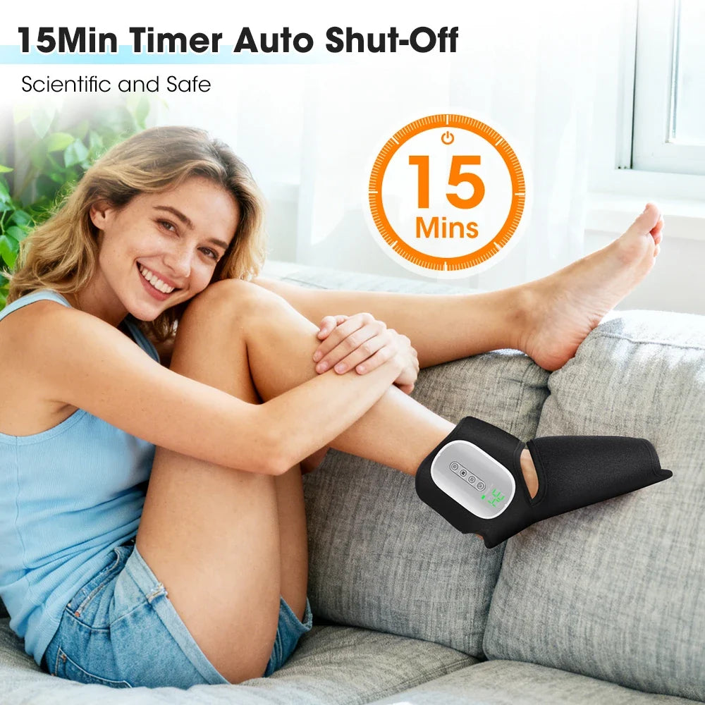 Rechargeable Foot and Ankle Wrap – Air Compression Massager with Heat, 3 Modes, 5 Intensities & Vibration Option