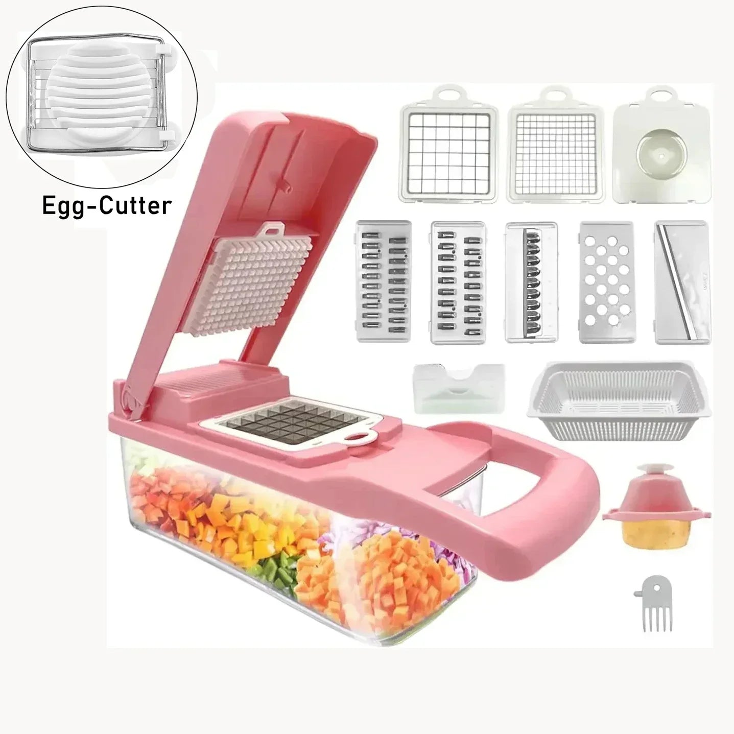 12-in-1 Vegetable Slicer with 7 Stainless Steel Blades, Non-Slip & BPA-Free
