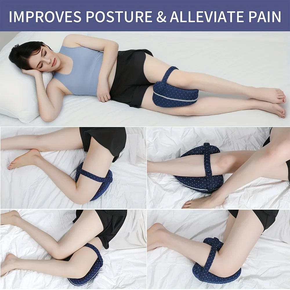 Ergonomic Knee Pillow for Side Sleepers – Memory Foam Leg Spacer with Washable Cover and Elastic Strap