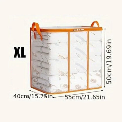 Transparent Storage Bag for Clothes | Zippered Folding Duvet and Pillowcase Bag with Large Capacity