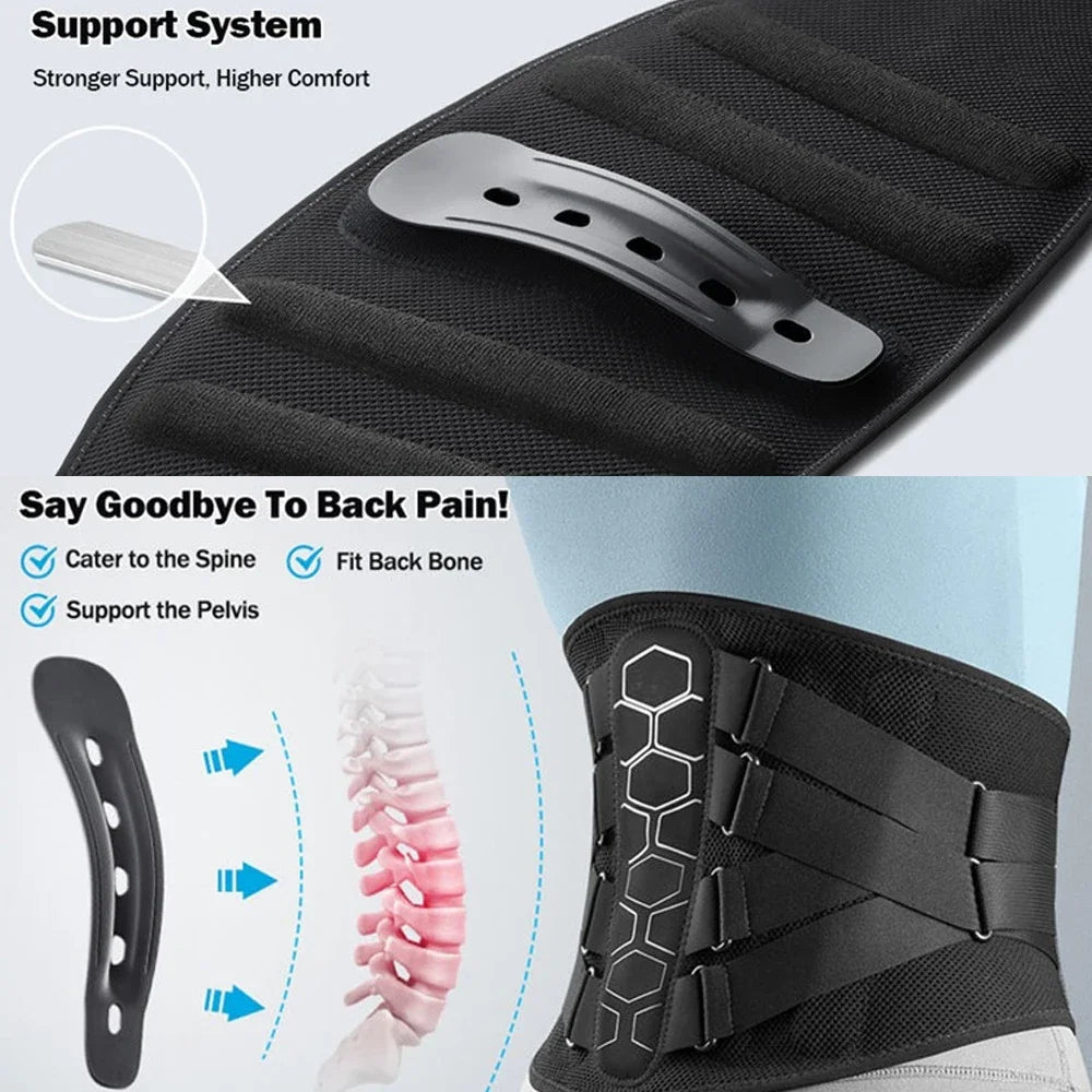 Adjustable Compression Back Brace for Lumbar Support | Breathable Belt for Lifting and Work