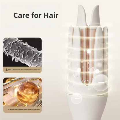 2-in-1 Curler and Straightener with Automatic Rotation and Tourmaline Ceramic