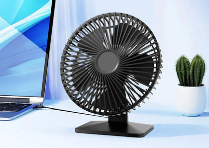 Oscillating USB Desk Fan – Quiet, Compact, 4-Speed Design for Nightstands