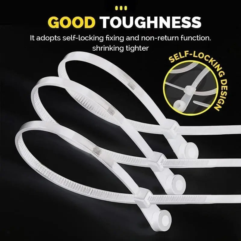 Secure Cable Ties with Screw Hole - 200mm | Durable & Heat Resistant | Up to 22 kg Load Capacity | Pack of 100