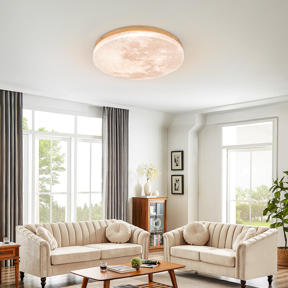 Round Moon Ceiling Light - Soft Ambient Illumination for Indoors