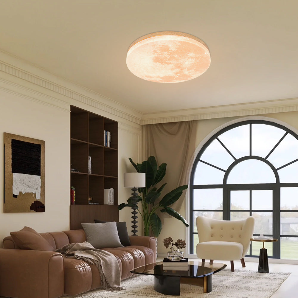 Round Moon Ceiling Light - Soft Ambient Illumination for Indoors
