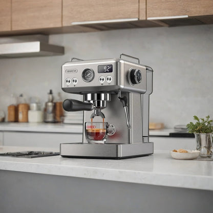 Espresso Maker with 20-Bar Pump, PID Control, 58mm Portafilter, Steam Wand