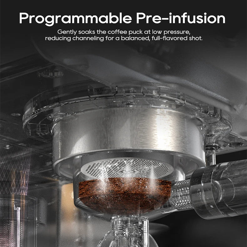 Espresso Maker with 20-Bar Pump, PID Control, 58mm Portafilter, Steam Wand