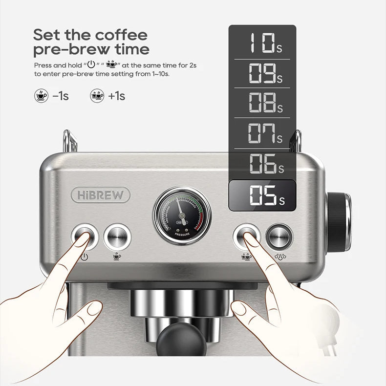 Espresso Maker with 20-Bar Pump, PID Control, 58mm Portafilter, Steam Wand