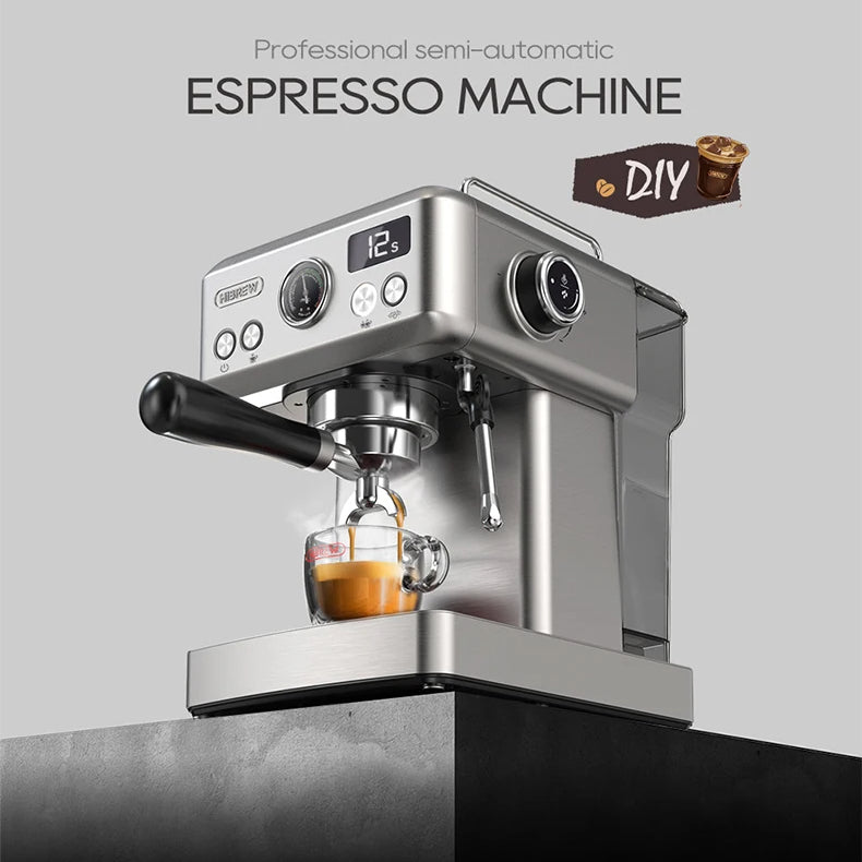 Espresso Maker with 20-Bar Pump, PID Control, 58mm Portafilter, Steam Wand