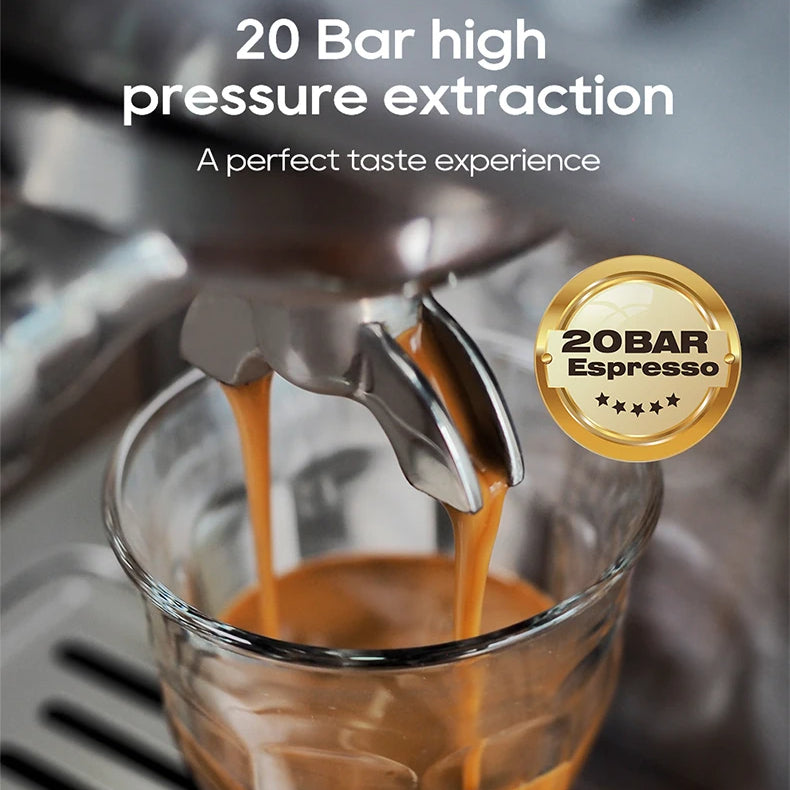 Espresso Maker with 20-Bar Pump, PID Control, 58mm Portafilter, Steam Wand