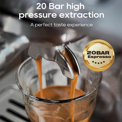 Espresso Maker with 20-Bar Pump, PID Control, 58mm Portafilter, Steam Wand