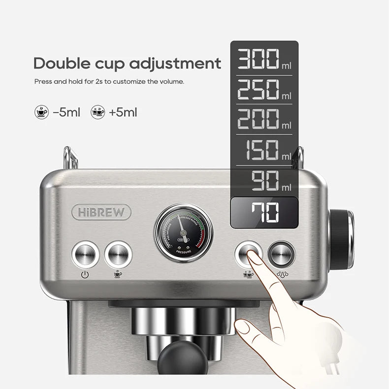 Espresso Maker with 20-Bar Pump, PID Control, 58mm Portafilter, Steam Wand