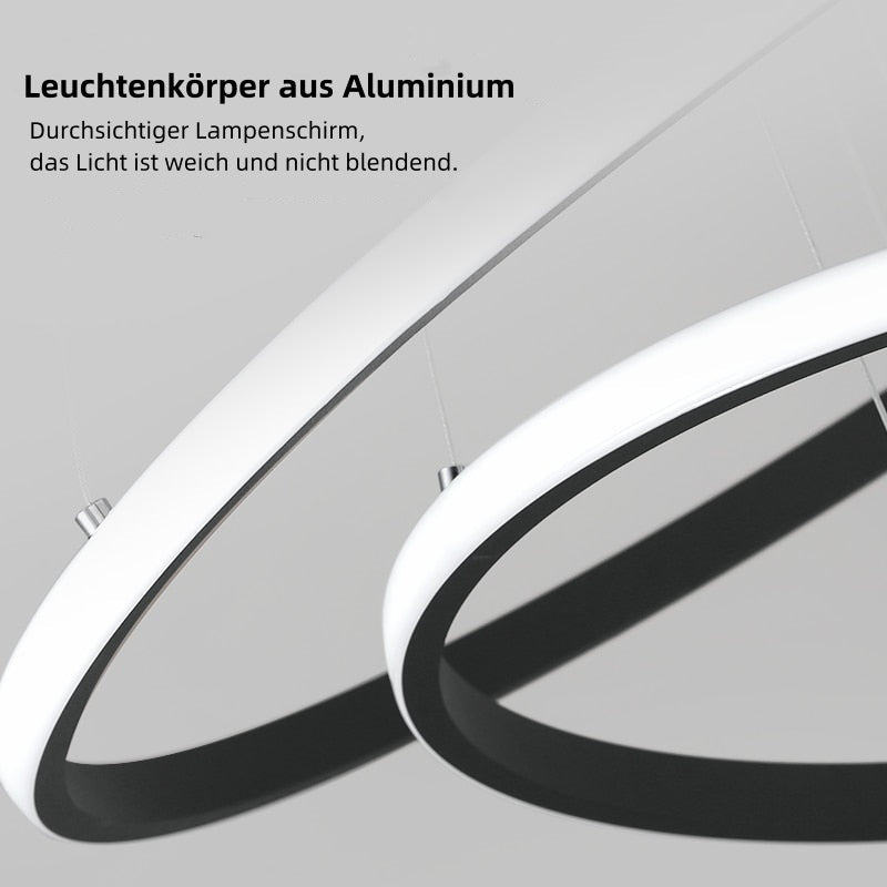 Dimmable LED Pendant Light with Floating Ring Design for Modern Interiors