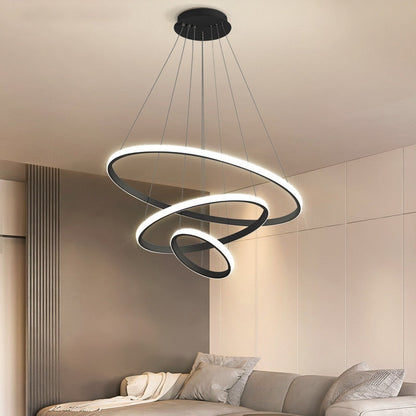 Dimmable LED Pendant Light with Floating Ring Design for Modern Interiors
