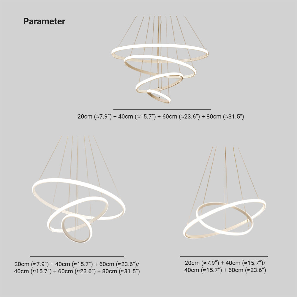 Dimmable LED Pendant Light with Floating Ring Design for Modern Interiors