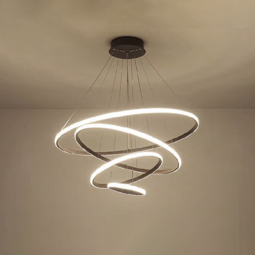Dimmable LED Pendant Light with Floating Ring Design for Modern Interiors