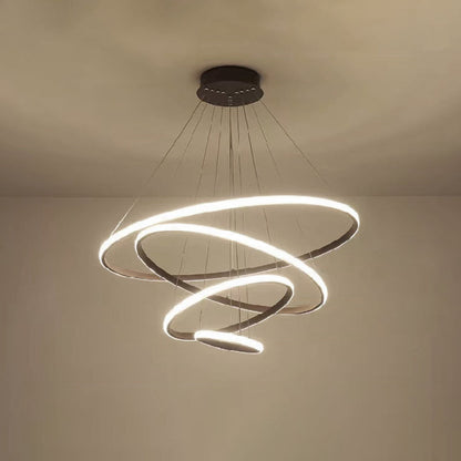 Dimmable LED Pendant Light with Floating Ring Design for Modern Interiors