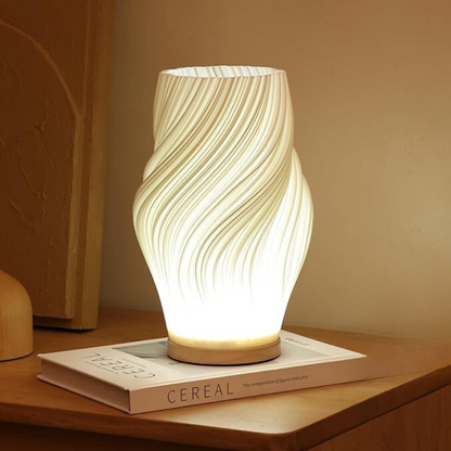 Soft Sculptural Bedside Light – Pleated LED Table Lamp