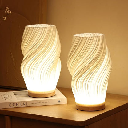 Soft Sculptural Bedside Light – Pleated LED Table Lamp