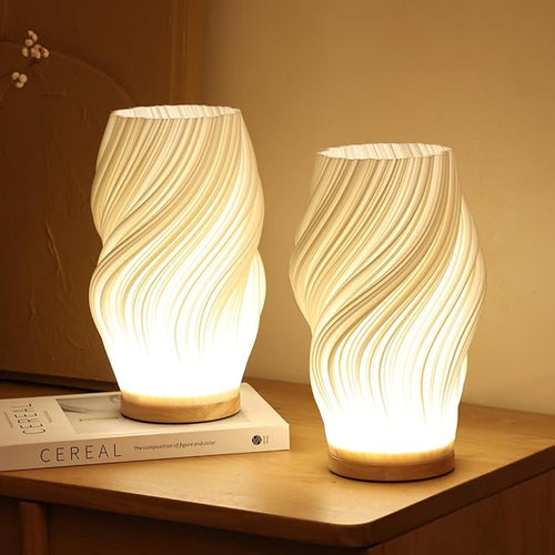 Soft Sculptural Bedside Light – Pleated LED Table Lamp