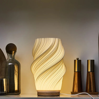 Soft Sculptural Bedside Light – Pleated LED Table Lamp