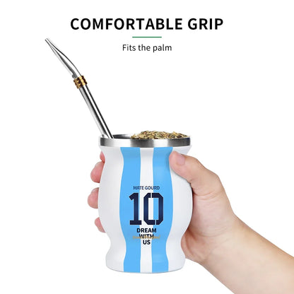 Stainless Steel Mate Gourd Set with Bombilla Straw & Cleaning Brush