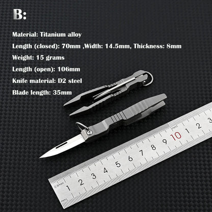 Multifunctional Titanium Tweezer Knife for All-Day Use