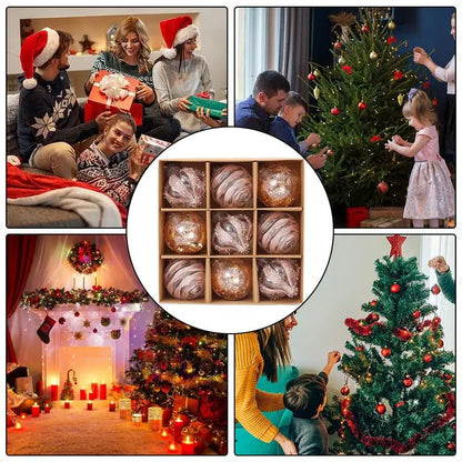 Christmas Hanging Ornaments Set – 9 Plastic Decorations with Snowflakes and Balloons