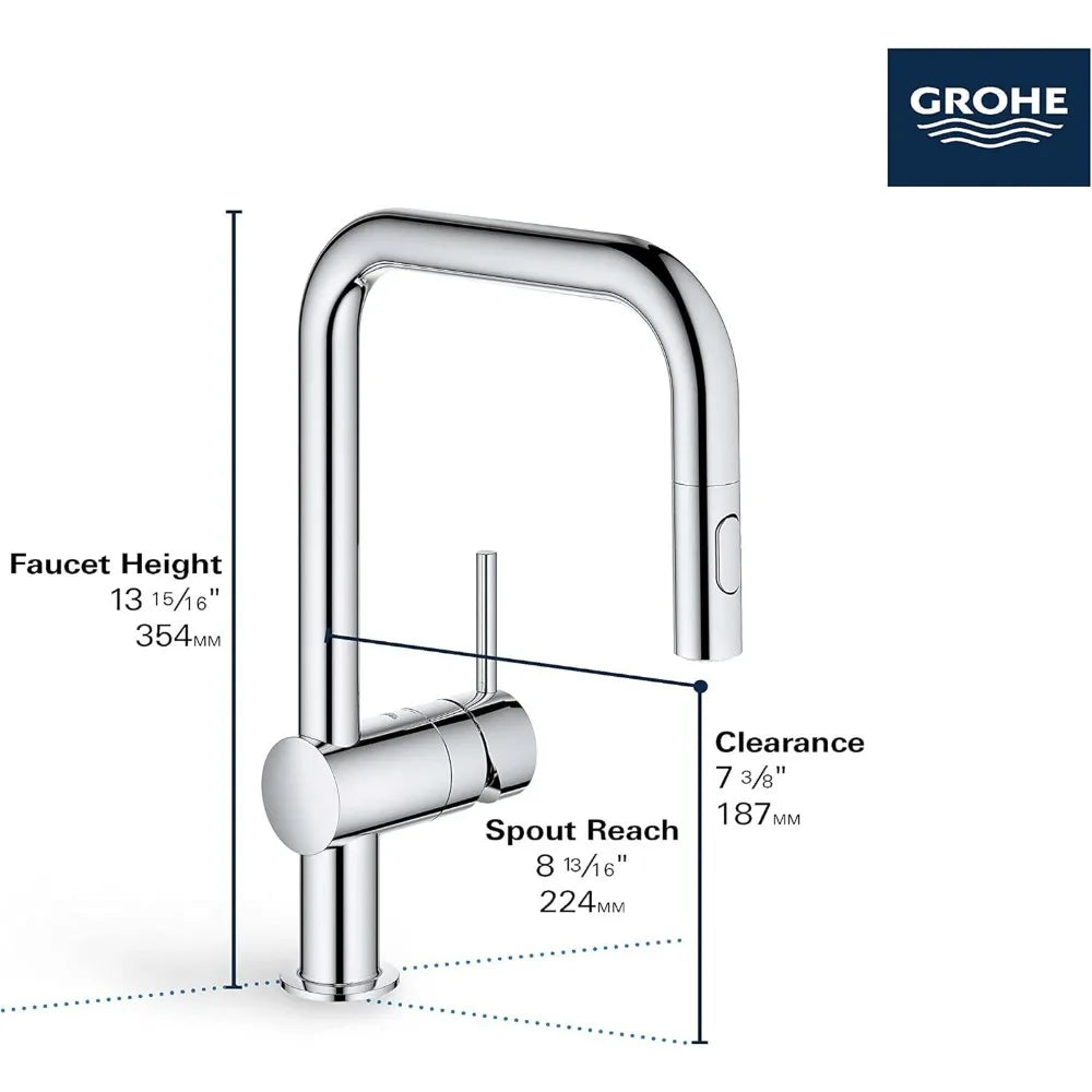 Polished Chrome Kitchen Faucet with Pull-Down Sprayer