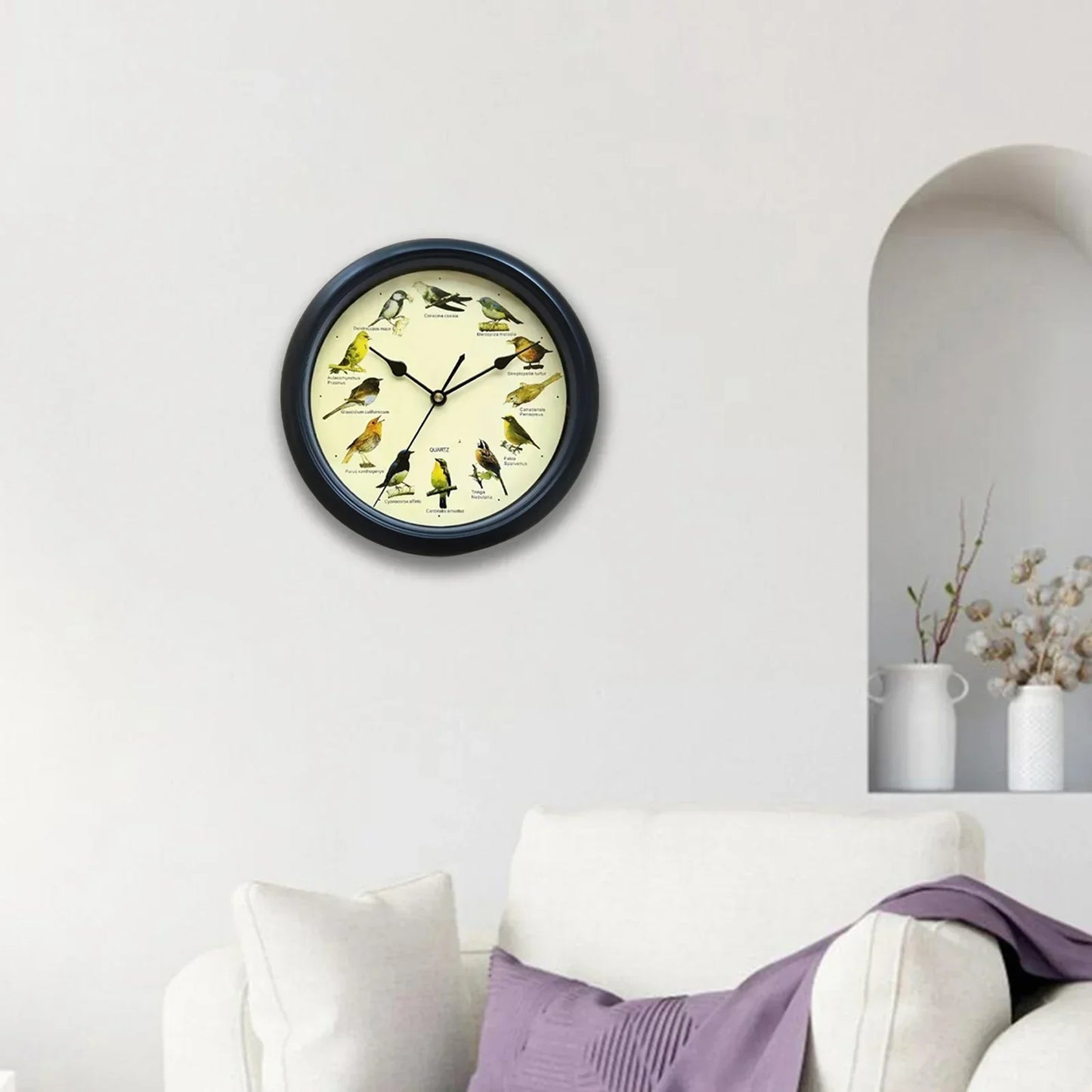 10-Inch Wall Clock Featuring Bird Sounds for Elegant Home Decor