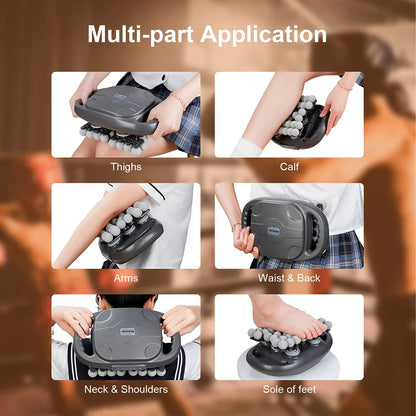 Deep Tissue Massage Gun with 42 Heads, Red Light Heat & Dual Handles - 9 Modes & Intensities