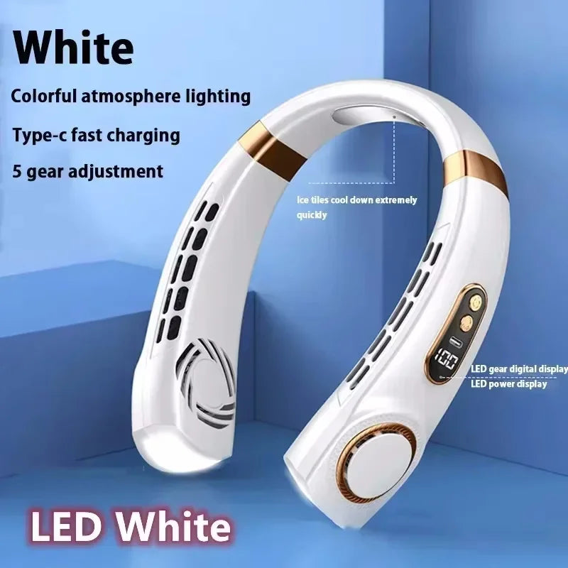 Rechargeable Neck Breeze Fan with LED Battery Indicator 8000mAh