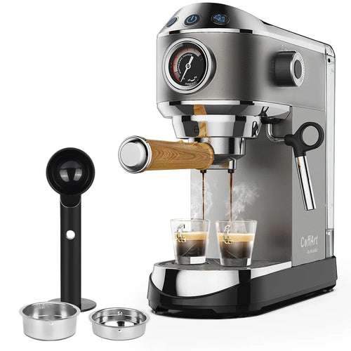 Espresso Maker with 20 Bars Pressure, Steam Frother, 1.1L Tank