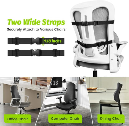 24-Inch Lumbar Support Cushion with Memory Foam, Breathable Mesh, and Non-Slip Straps
