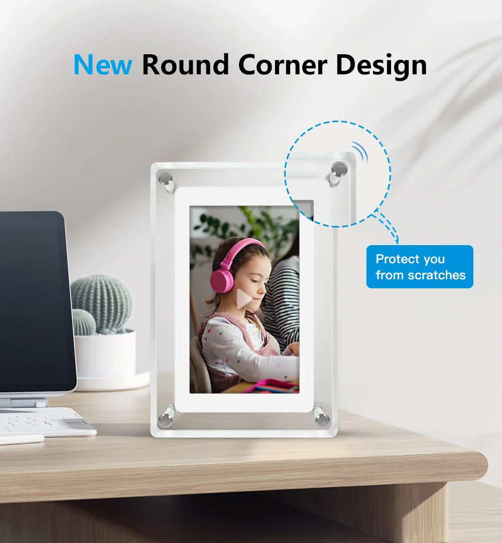 Rechargeable Digital Photo Frame with Acrylic IPS Screen for Home Decor