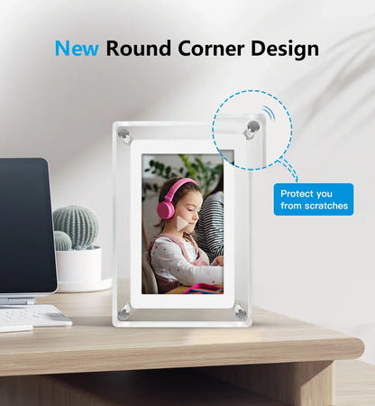 Rechargeable Digital Photo Frame with Acrylic IPS Screen for Home Decor