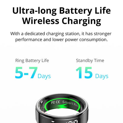 Fitness Tracker Ring with OLED Screen | Monitors Heart Rate, SpO₂, Sleep, Stress, Activity, 5ATM Waterproof, Wireless Charging
