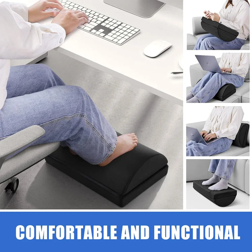 Under Desk Foot Rest with Memory Foam | Adjustable Heights and Non-Slip Base