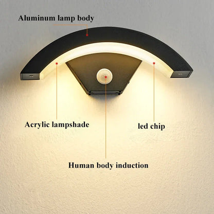 18W Waterproof LED Wall Light for Outdoor Use with Motion Detection