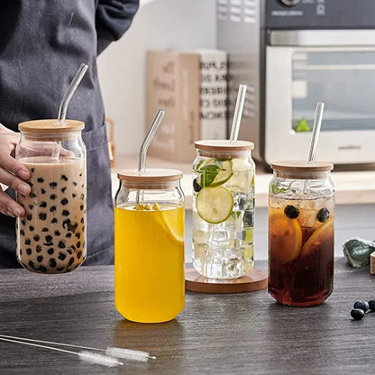Eco-Friendly Glass Container with Bamboo Lid for On-the-Go Use