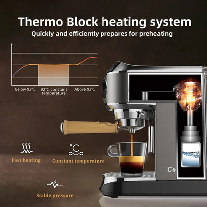 Espresso Maker with 20 Bars Pressure, Steam Frother, 1.1L Tank