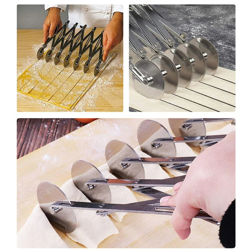 Dough Cutter | Adjustable Stainless Steel | 3-7 Wheels | For Pizza, Brownies & Pastries