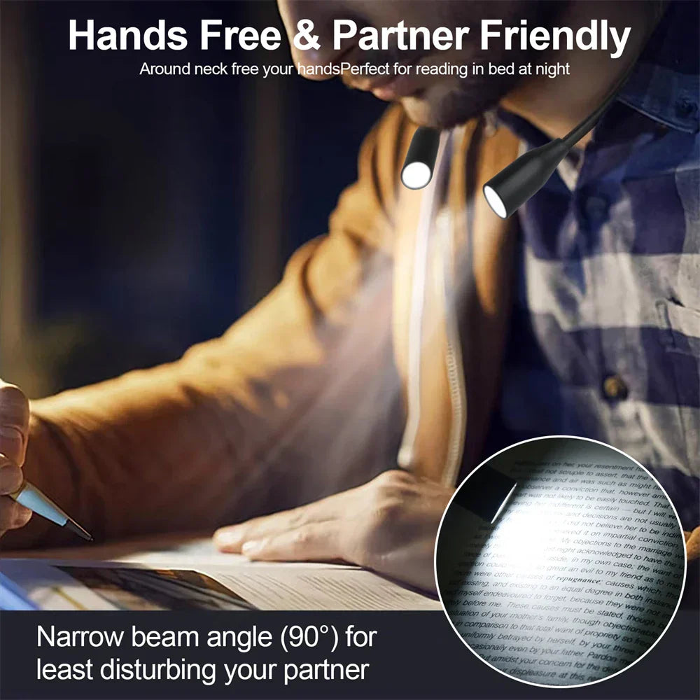 Flexible Rechargeable USB LED Neck Light – Portable, 3 Colors, Dimmable
