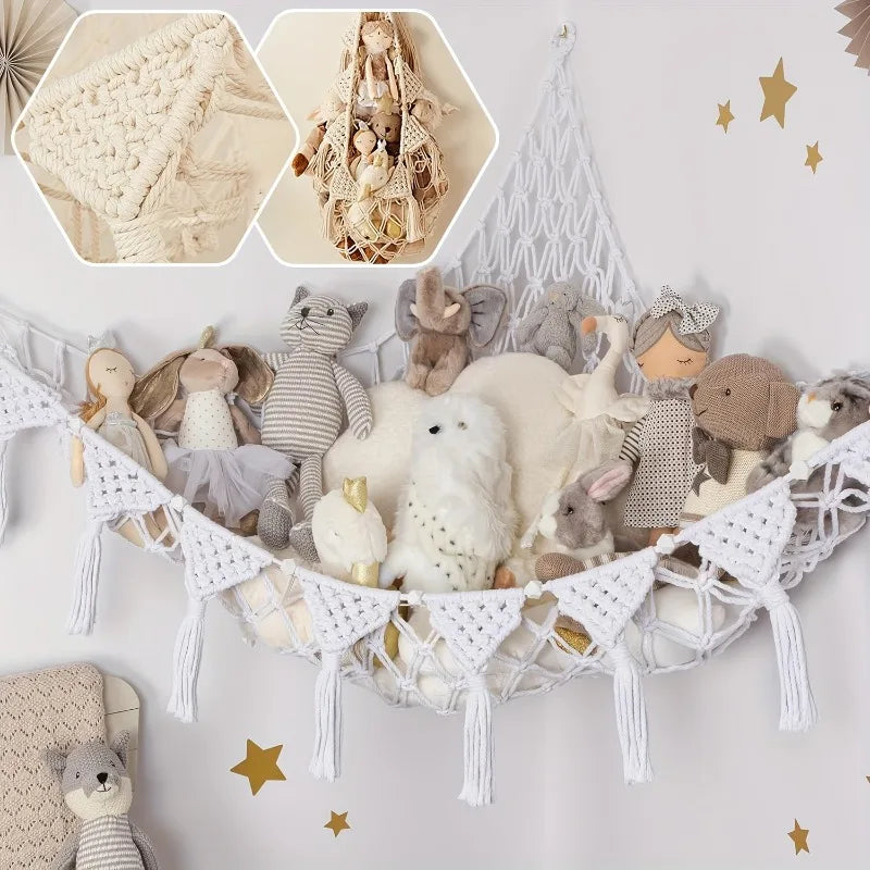 Plush Toy Hammock - Storage Net for Stuffed Animals & Dolls - Space-Saving Organizer & Nursery Decor
