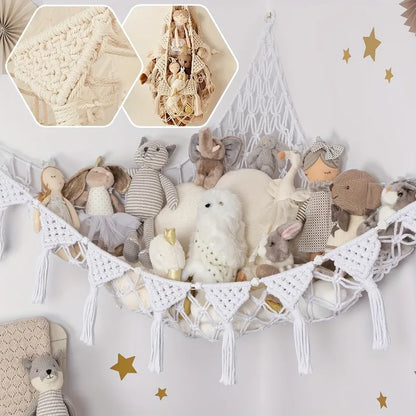Plush Toy Hammock - Storage Net for Stuffed Animals & Dolls - Space-Saving Organizer & Nursery Decor