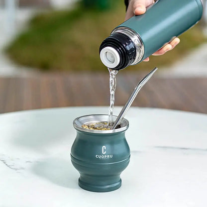 Stainless Steel Yerba Mate Cup Set with Double-Wall Insulation and Straw